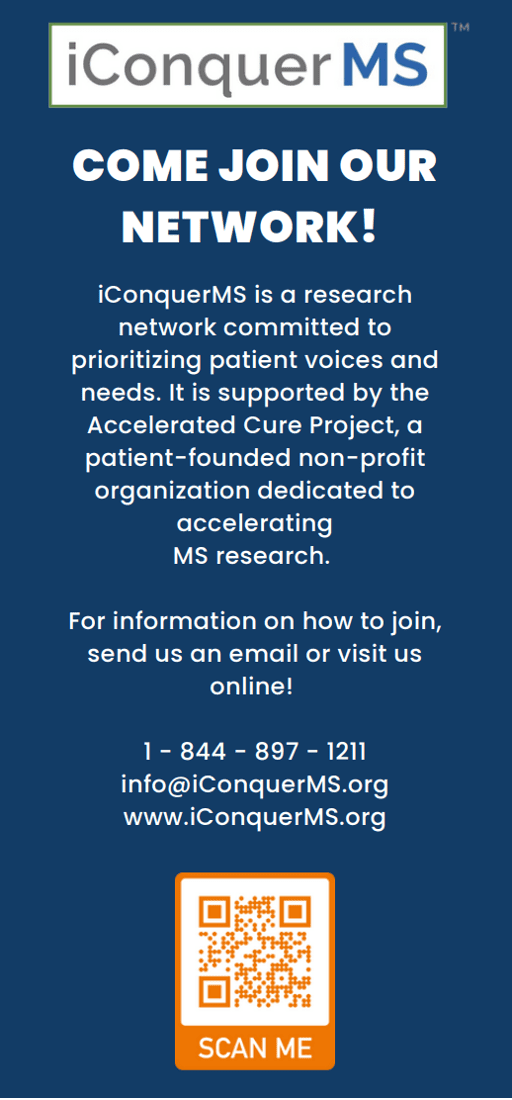 iConquerMS info-graphic about joining the network