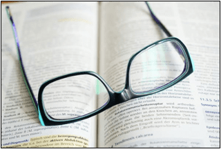 glasses on book