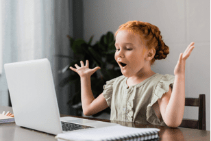kid on computer