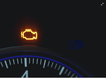 engine light on a car dashboard
