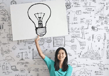 light bulb drawn above girls head