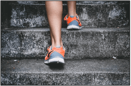walking up steps