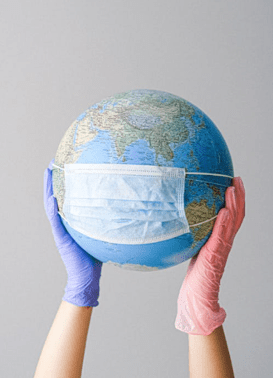 globe wearing mask