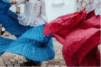 skirts in a dance move