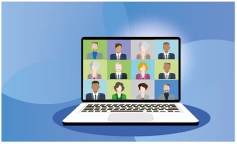 laptop showing video call