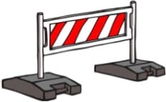 red and white construction barrier