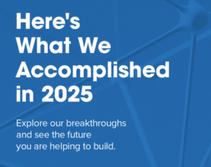 Blue background with text in white that reads "Here's what we accomplished in 2025"