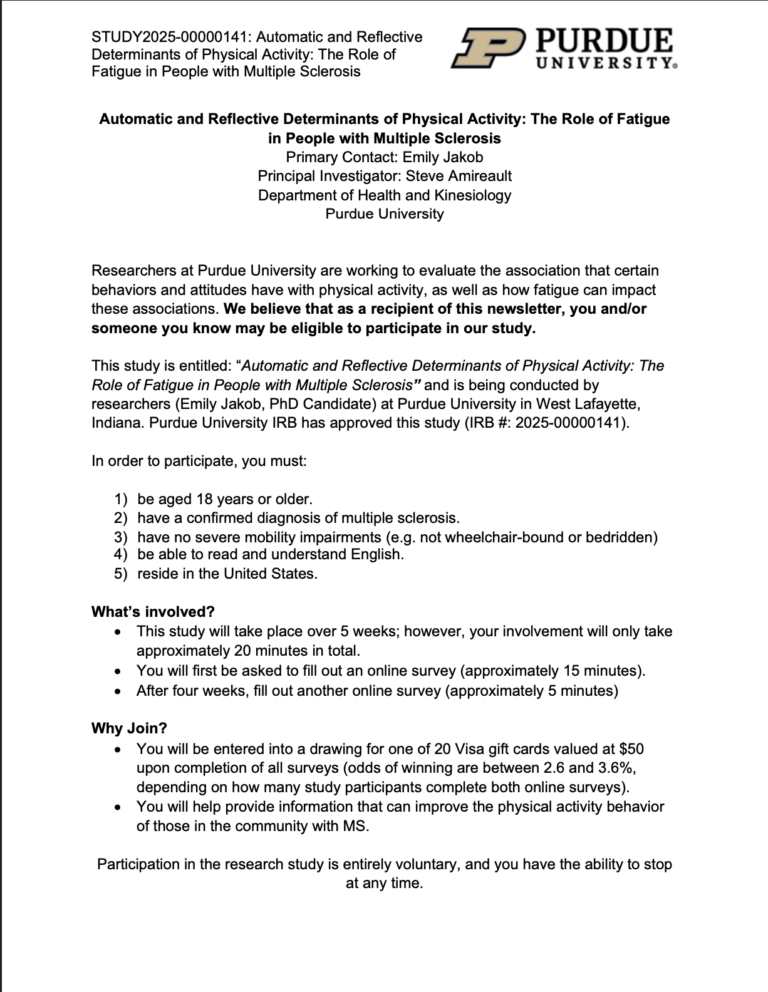 flyer of fatigue and physical activity study