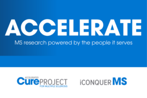 Newsletter masthead, with new Accelerate name, along with ACP and iConquerMS logos