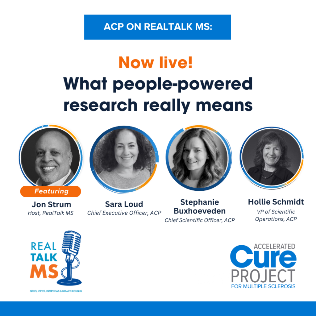 Promotional graphic for RealTalk MS podcast, featuring ACP senior staff