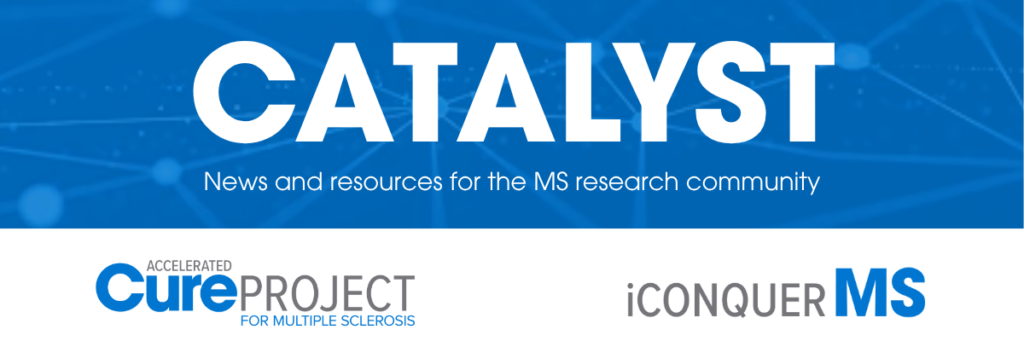 Catalyst newsletter header on blue background