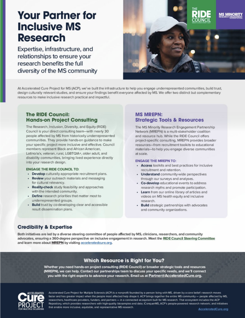 Cover of ACP Fact Sheet: Your Partner for Inclusive MS Research